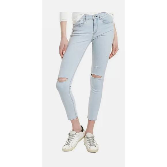 Rag & Bone Cate Mid Rise Ankle Skinny Jeans 26 2 Montauk Distressed Light Wash - Picture 1 of 9